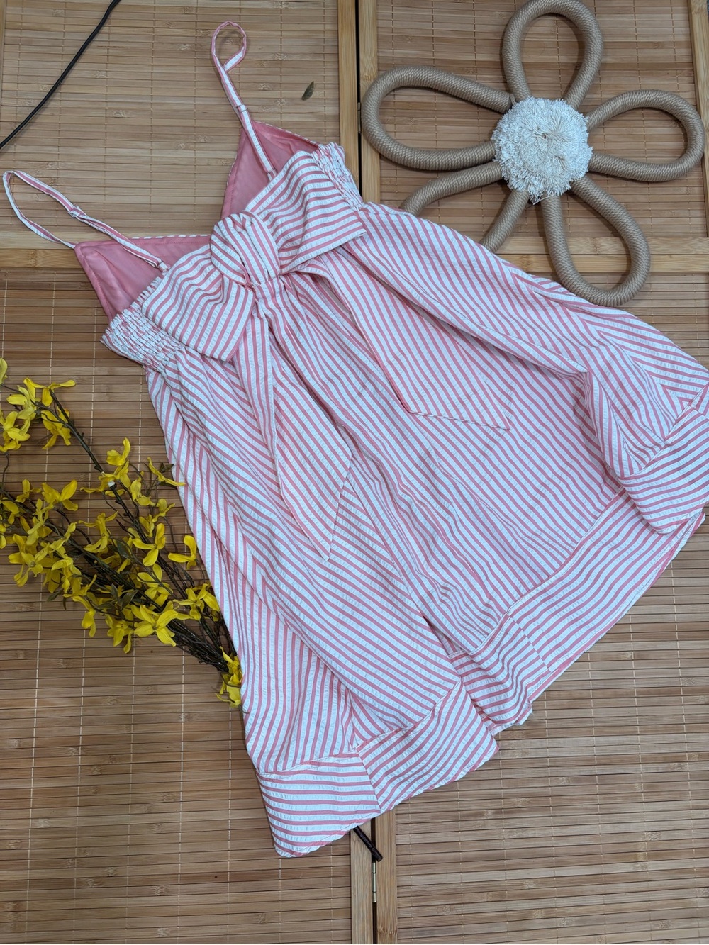 New’M Boutique Pink & White Striped Mini Dress Size S